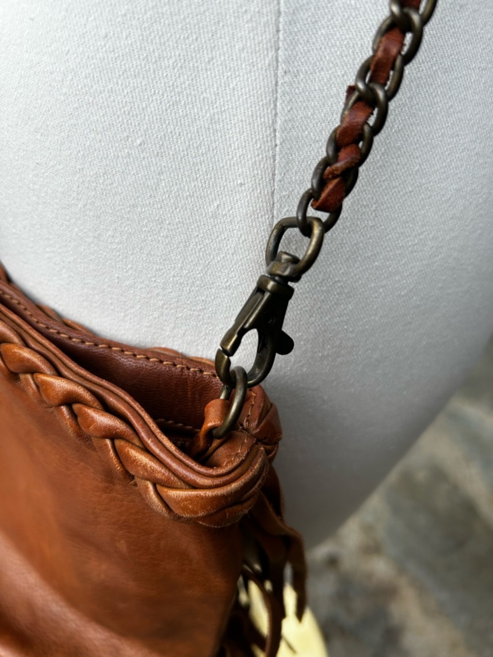 MANGO Brown Leather Fringed Crossbody Bag - Picture 10 of 11